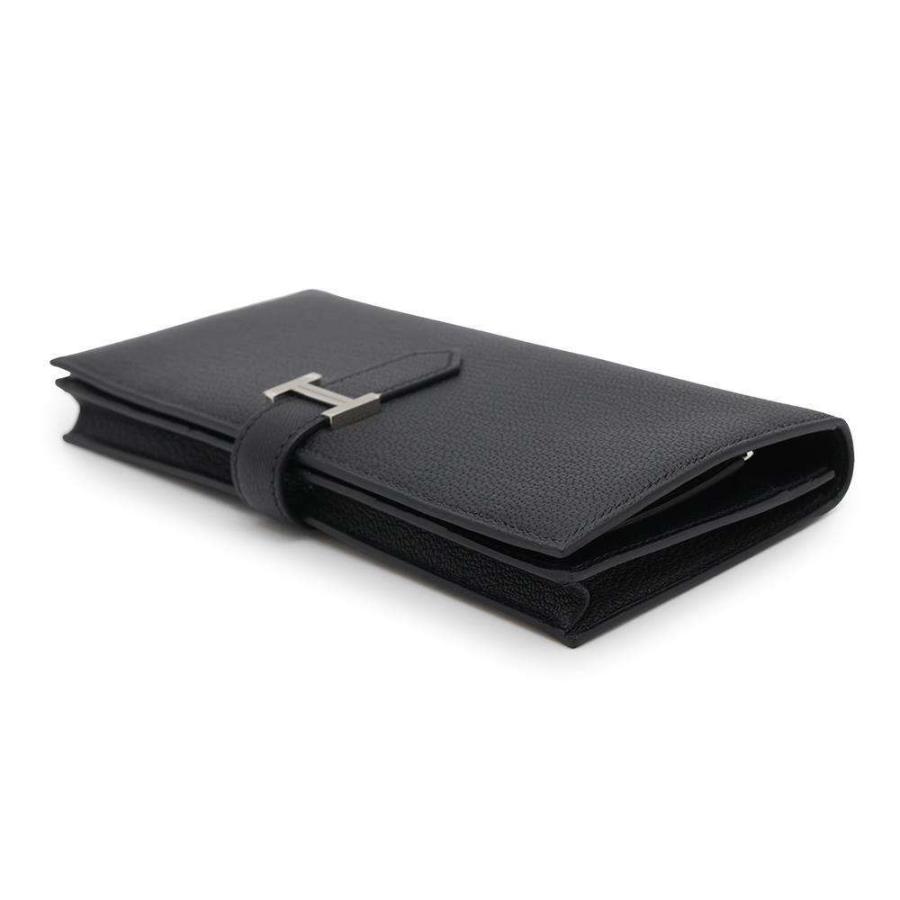 エルメス 長財布 ベアンスフレ ブラック/シルバー金具 シェブルミゾル 