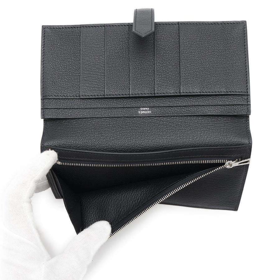 エルメス 長財布 ベアンスフレ ブラック/シルバー金具 シェブルミゾル 