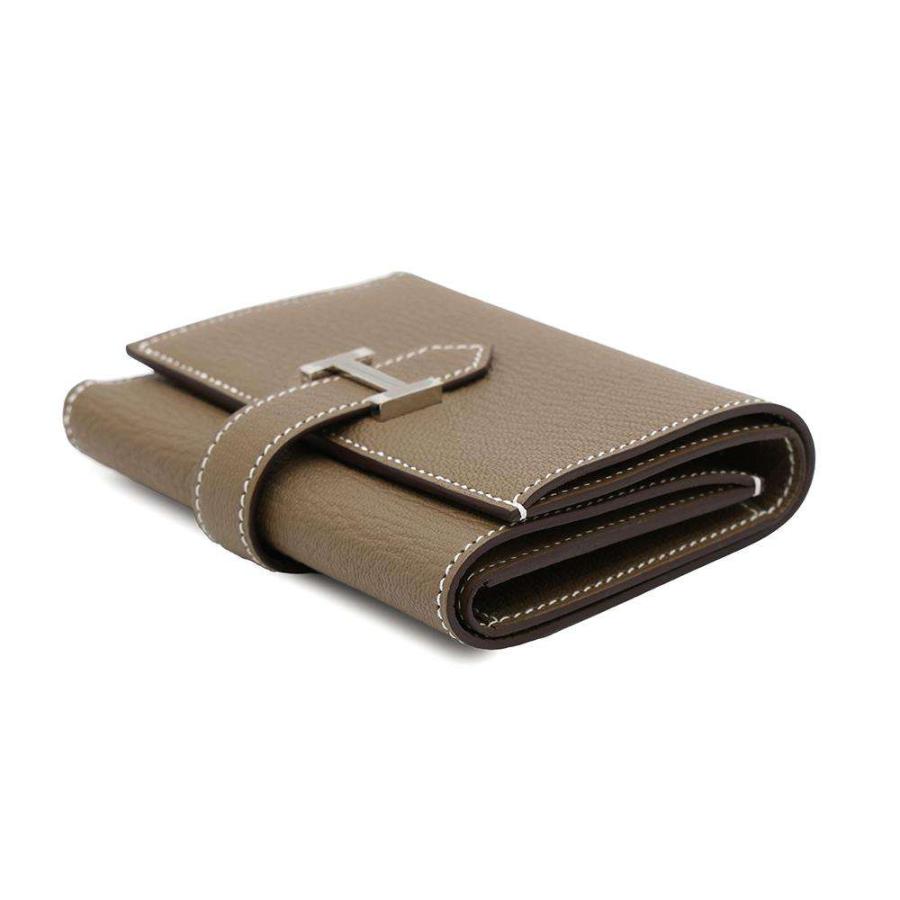 エルメス 三つ折り財布 ベアン コンビネ エトゥープ/シルバー金具