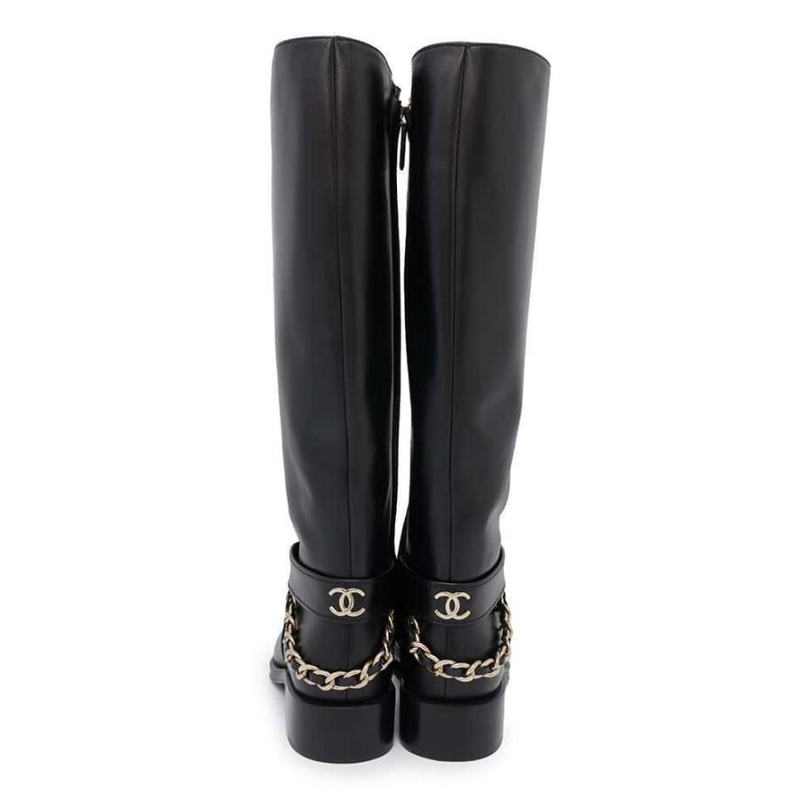 シャネル ロングブーツ ココマーク チェーン レディースサイズ37C  
