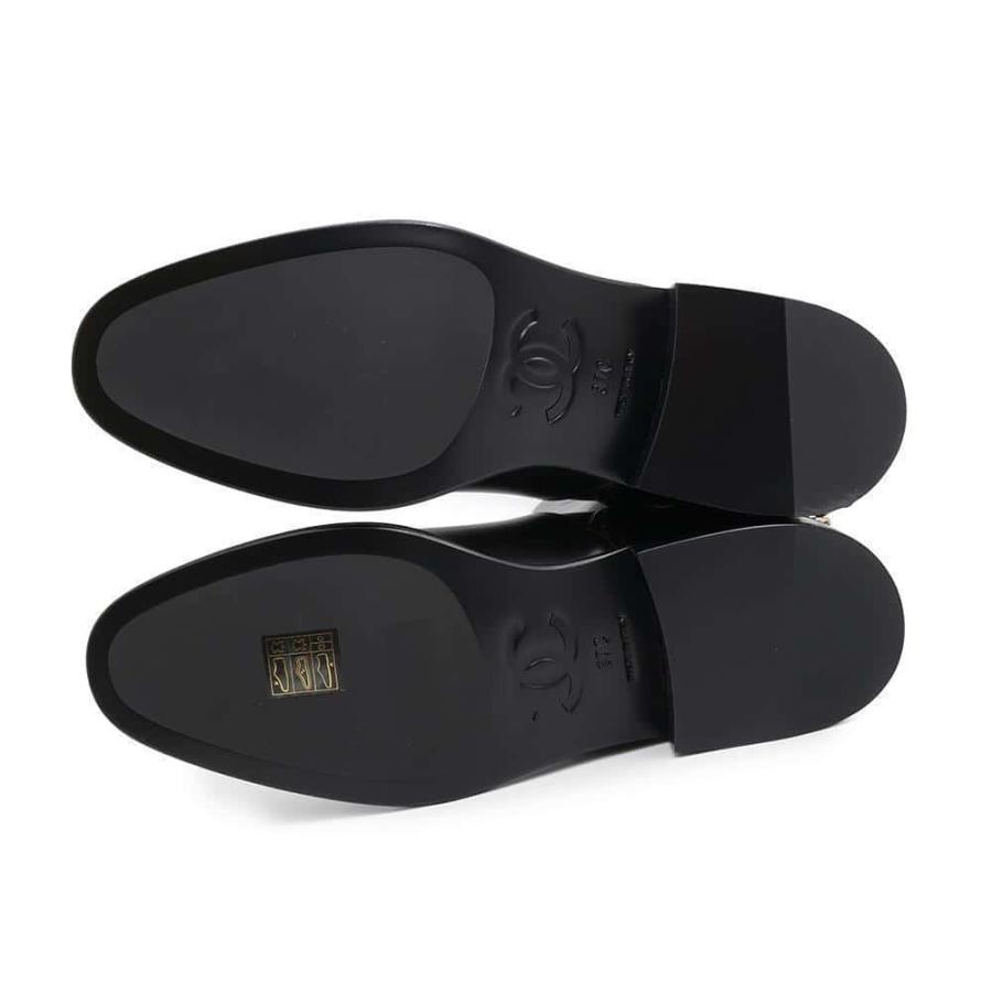 Chanel 黒 ロングブーツ 高ヒール、サイス　37 C。 CHANEL シャネル （CHANEL） レザー ロングブーツ ヴィンテージ