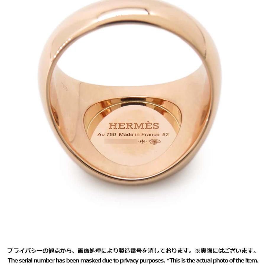 HERMES エクスリブリス リング 指輪 K18 PG ピンクゴールド エルメス リング エクスリブリス シュヴァリエ K18PGピンゴールド