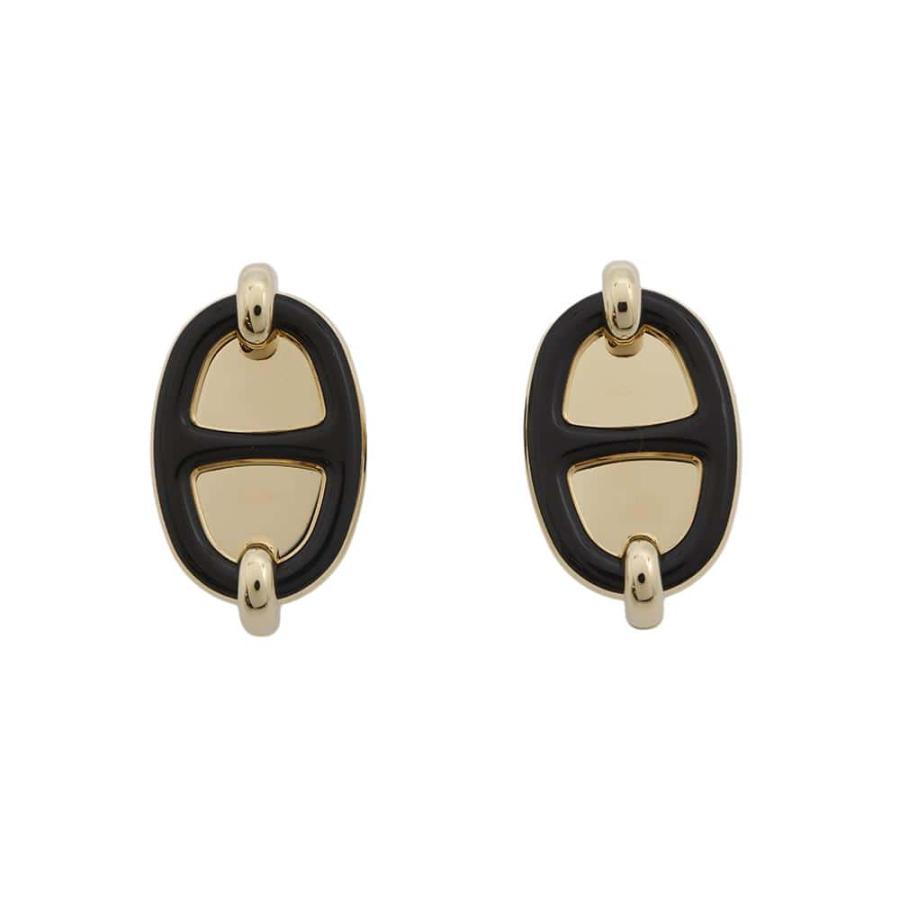 エルメス ピアス ミニ・マイヨン ブラック/ゴールド金具 HERMES