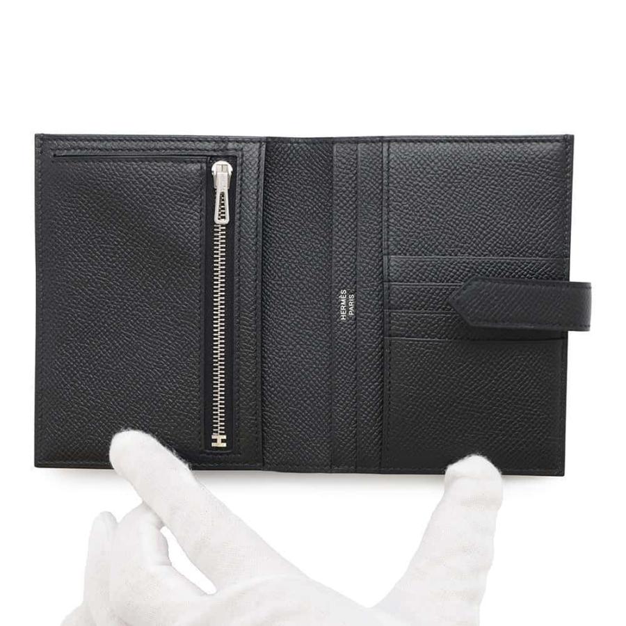 エルメス 二つ折り財布 ベアンコンパクト ブラック/シルバー金具