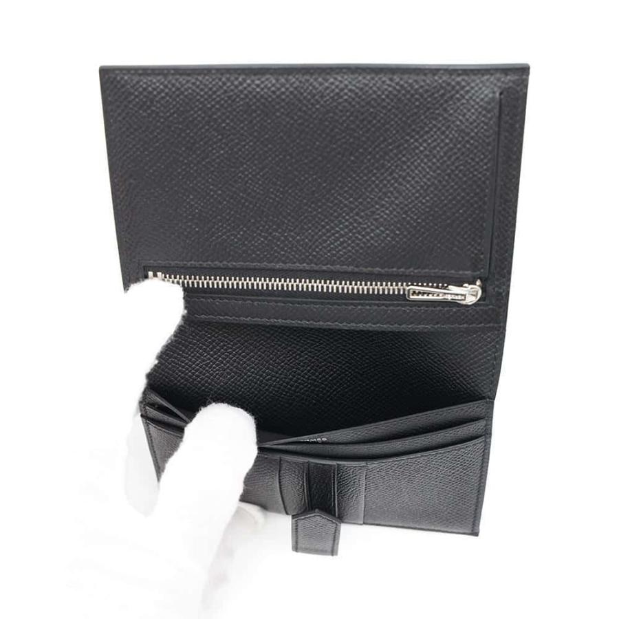 エルメス 二つ折り財布 ベアンコンパクト ブラック/シルバー金具