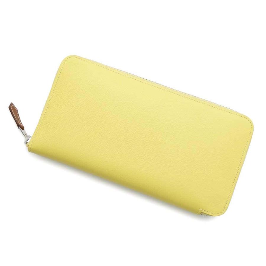 エルメス 長財布 アザップロング シルクイン ライム/シルバー金具  