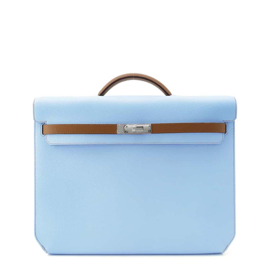 HERMES ケリーデペッシュ 水色 レザー ビジネスバッグ