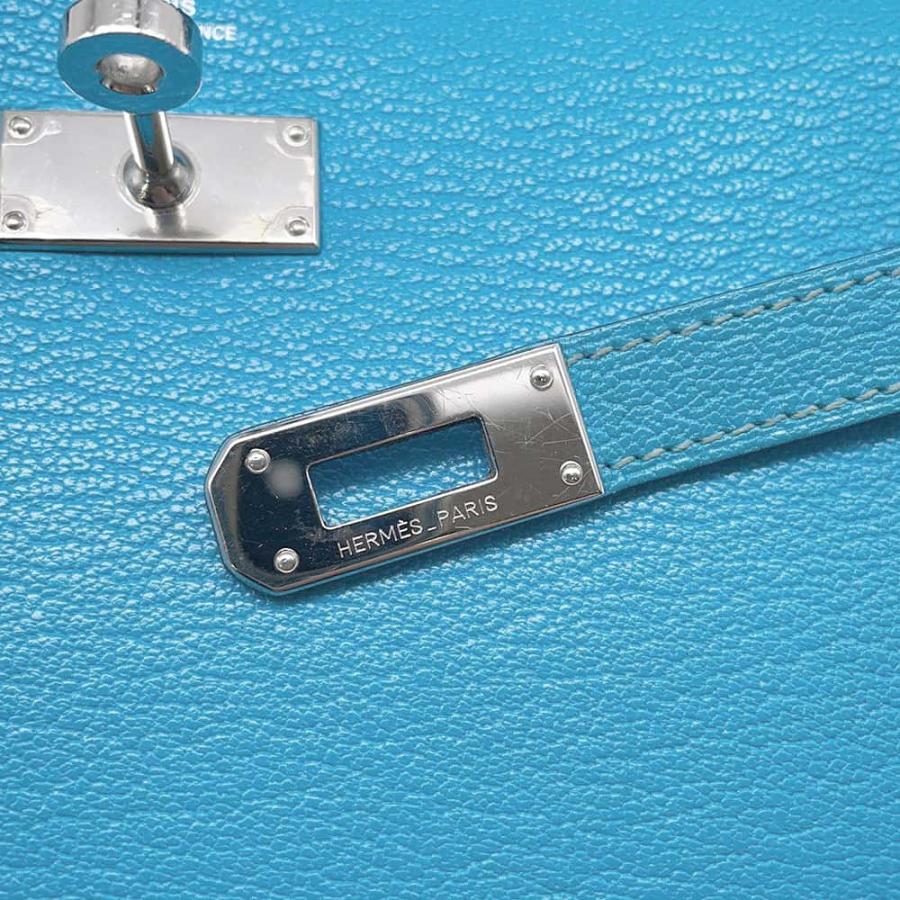 エルメス 長財布 ケリーウォレット ロング ブルーアズテック/シルバー