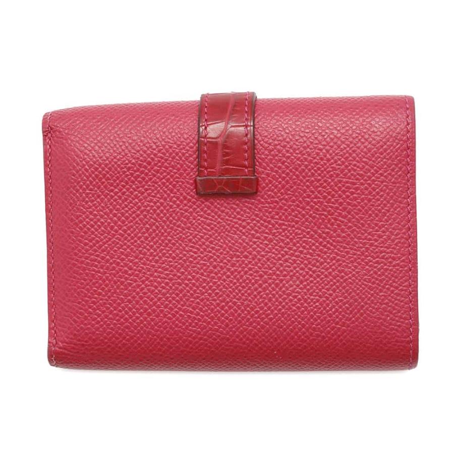 エルメス 三つ折り財布 ベアン コンビネ タッチ ローズメキシコ  