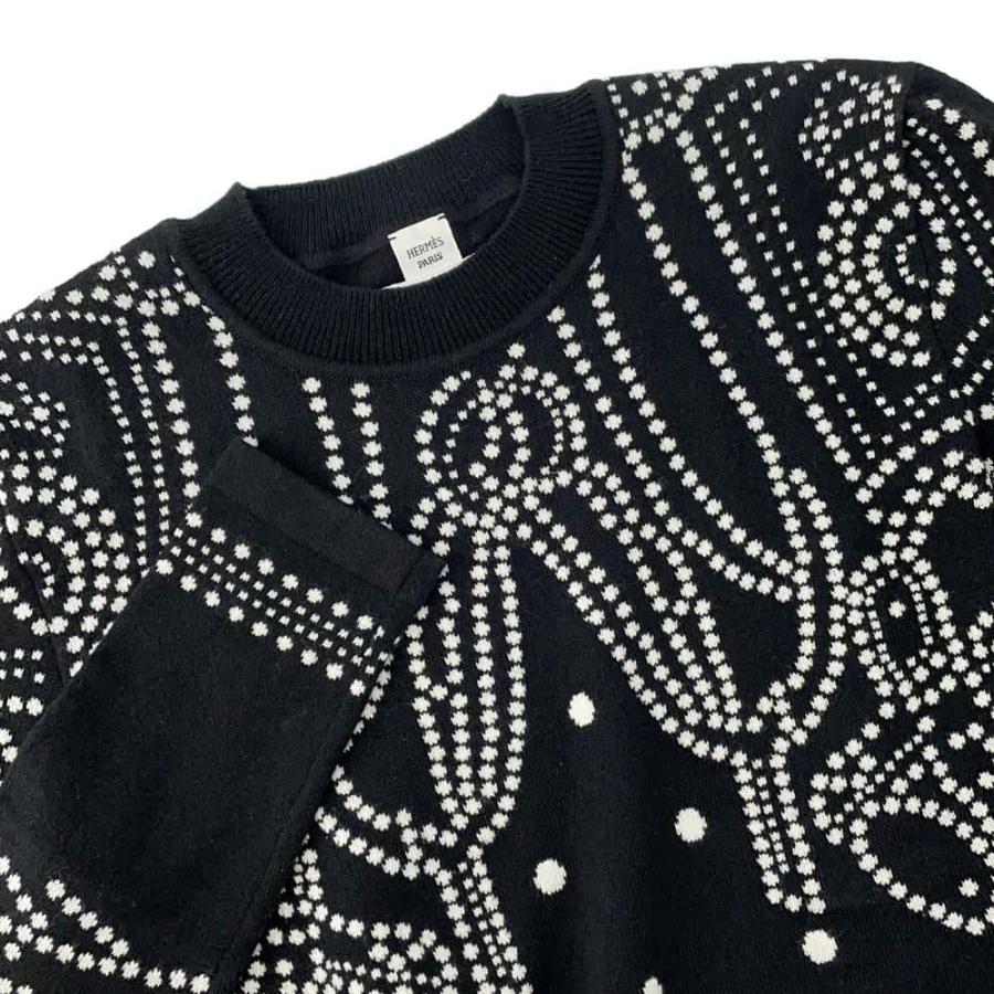 HERMES ドット柄 長袖トップス42 エルメス セーター ブリッド・ドゥ
