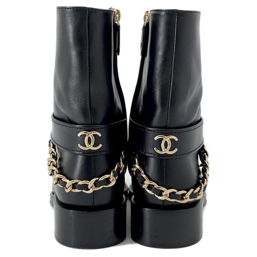 CHANEL シャネル ココマーク レザー ショートブーツ ブラック 37 CHANEL シャネル ココマーク レザー ショートブーツ ブラック 37