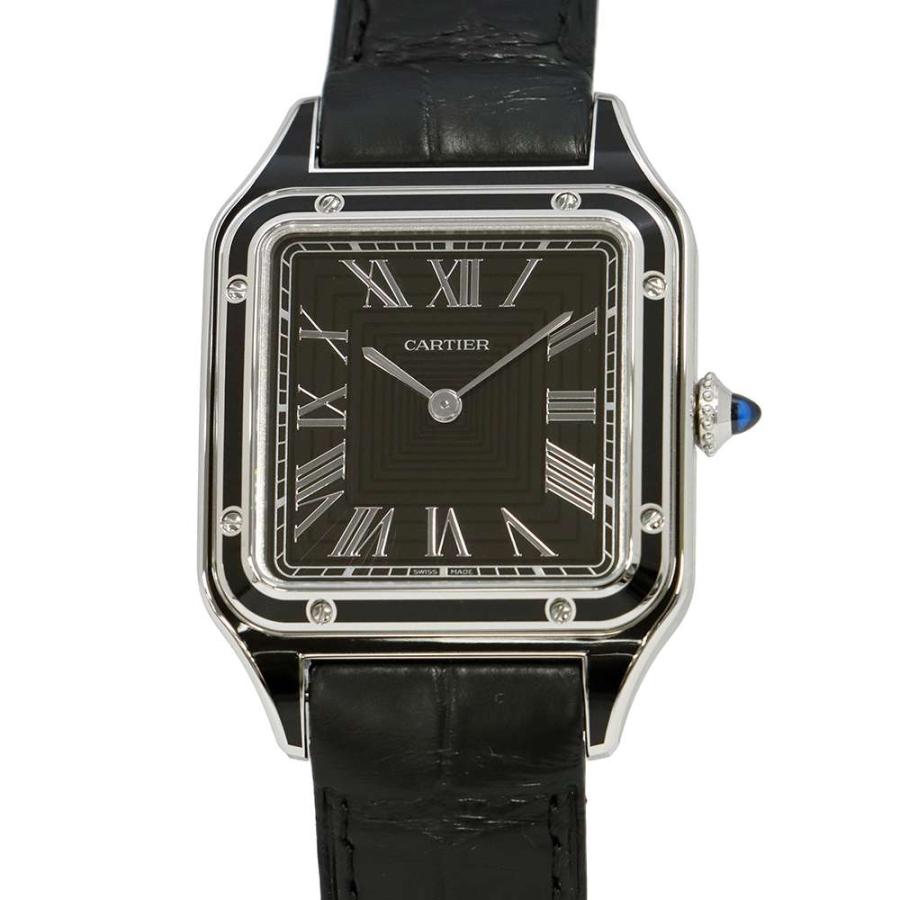 カルティエ サントス デュモン LM WSSA0046 Cartier 腕時計 黒文字盤 手巻き カルティエ サントス デュモン LM WSSA0046 Cartier 腕時計 黒文字盤
