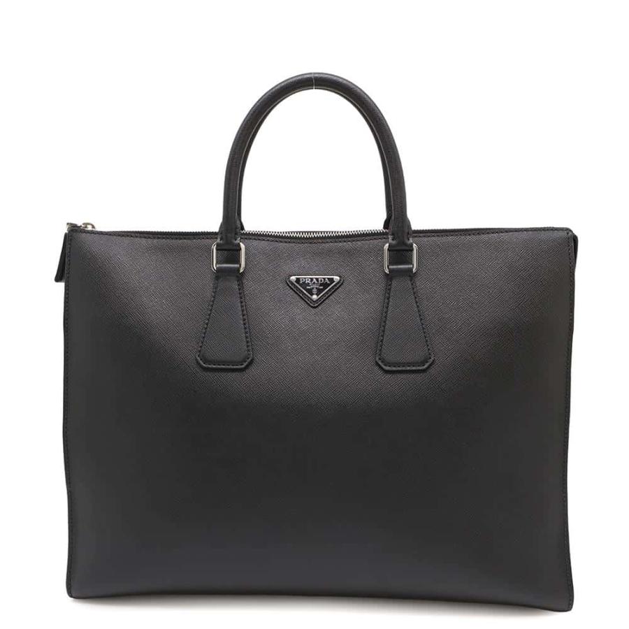 【良品】PRADA プラダ　トートバッグ　サフィアーノ　ギャランティ　ブラック プラダ トートバッグ トライアングルロゴ サフィアーノレザー 2VG039