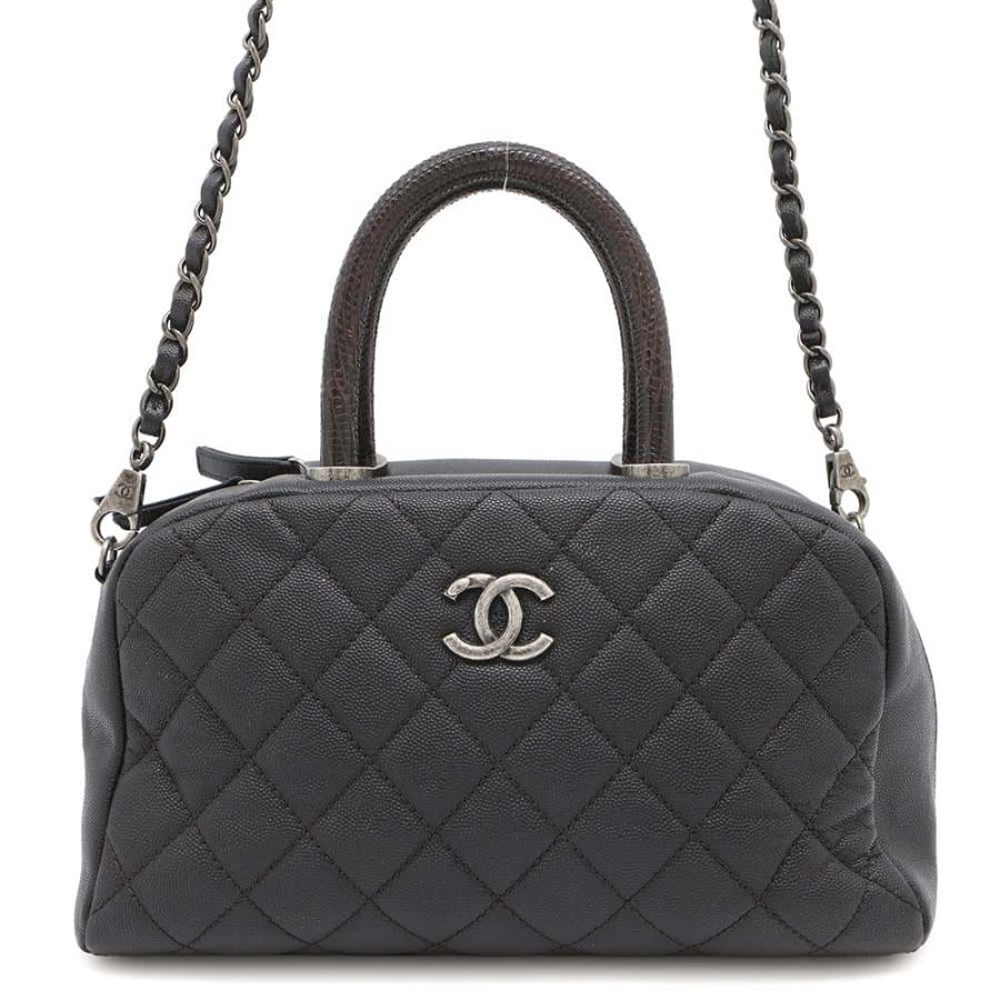 シャネル ハンドバッグ マトラッセ ココマーク ミニボストン キャビア  