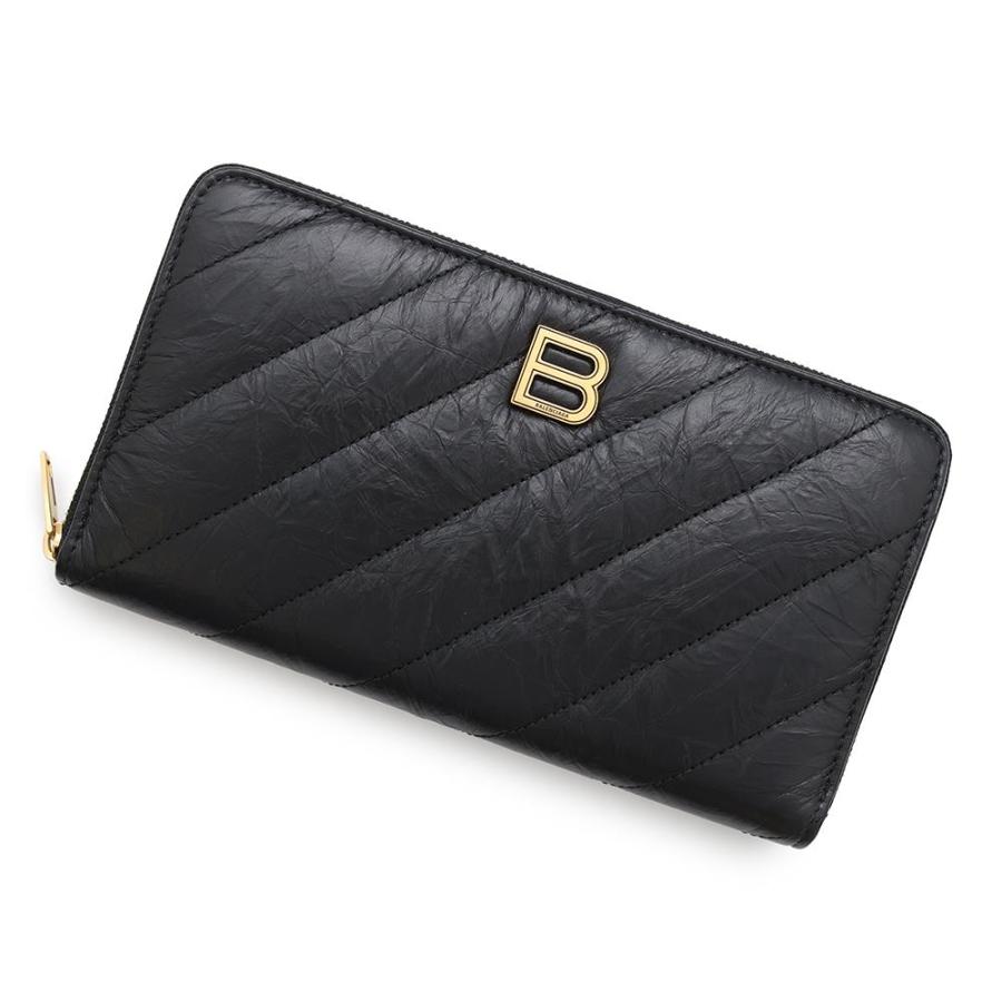 BALENCIAGA バレンシアガ クラッシュ コンチネンタル ウォレット 766447 長財布
 レザー ブラック ユニセックス【中古】【207】 バレンシアガ 長財布 クラッシュ コンチネンタル ウォレット カーフ
