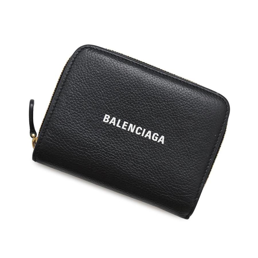 美品✨BALENCIAGAバレンシアガ財布　二つ折財布ファスナー650871 黒 バレンシアガ 二つ折り財布 ロゴ コンパクトウォレット レザー 650871