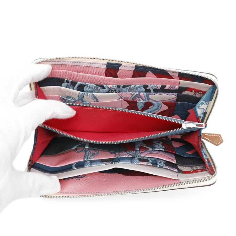 エルメス 長財布 アザップロング シルクイン ナタ/シルバー金具 ヴォーエプソン U刻印 HERMES 財布 エルメス 長財布 アザップロング シルクイン ナタ/シルバー金具