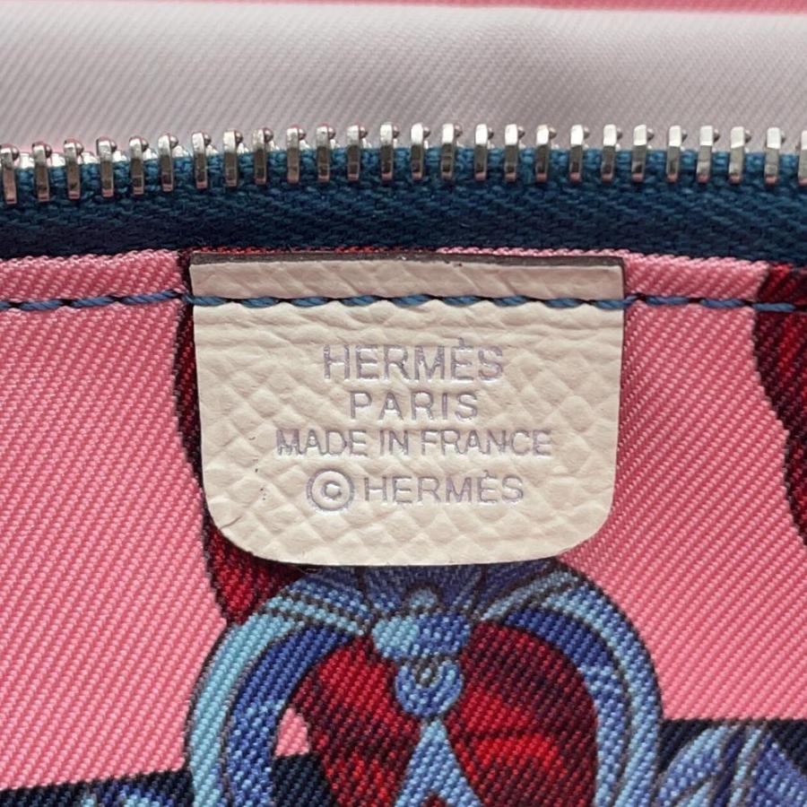 エルメス 長財布 アザップロング シルクイン ナタ/シルバー金具 ヴォーエプソン U刻印 HERMES 財布 エルメス 長財布 アザップロング シルクイン ナタ/シルバー金具