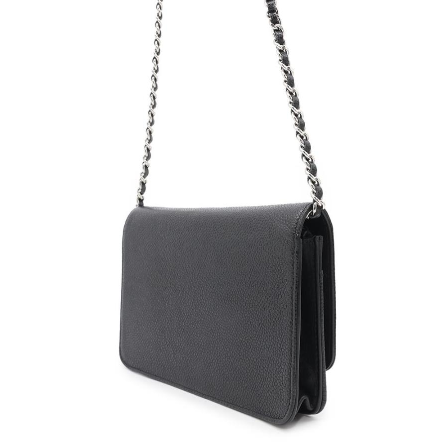 CHANEL シャネル ココマーク チェーンウォレット チェーンショルダーバッグ ポシェット キャビアスキン レザー ブラック 黒 シルバー金具 A48654 CHANEL（シャネル） ココマーク ポシェット チェーンショルダーバッグ