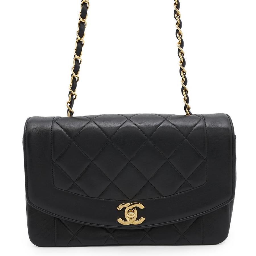 シャネル チェーンショルダーバッグ マトラッセ ココマーク ダイアナ ラムスキン A01164 CHANEL 黒 シャネル チェーンショルダーバッグ マトラッセ ココマーク ダイアナ