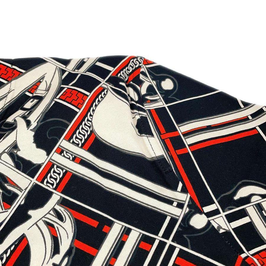 HERMES - エルメス Ｔシャツ 無秩序・エ・シェーヌ プリント 半袖Tシャツ コットン レディースサイズ38 HERMES アパレル 黒 トップス エルメス Tシャツ 無秩序・エ・シェーヌ プリント 半袖Tシャツ