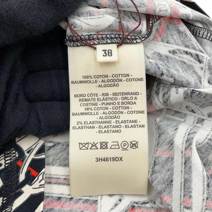 HERMES - エルメス Ｔシャツ 無秩序・エ・シェーヌ プリント 半袖Tシャツ コットン レディースサイズ38 HERMES アパレル 黒 トップス エルメス Tシャツ 無秩序・エ・シェーヌ プリント 半袖Tシャツ