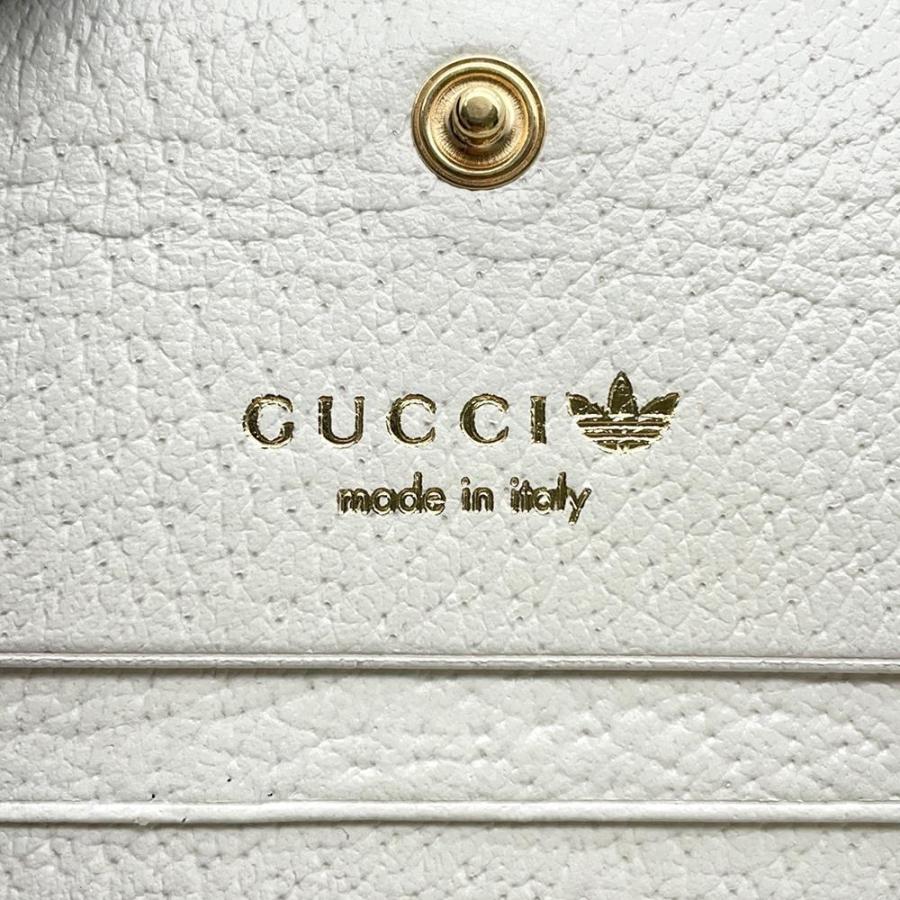 良品　GUCCI シマ　チェスターショルダーウォレット　ホワイトグレー グッチ ショルダーウォレット アディダスコラボ ホースビット レザー