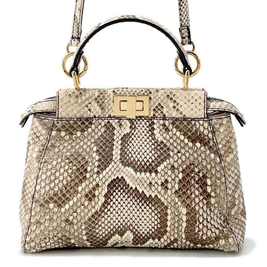 フェンディ ハンドバッグ ミニ ピーカブー パイソン 8BN244 FENDI 