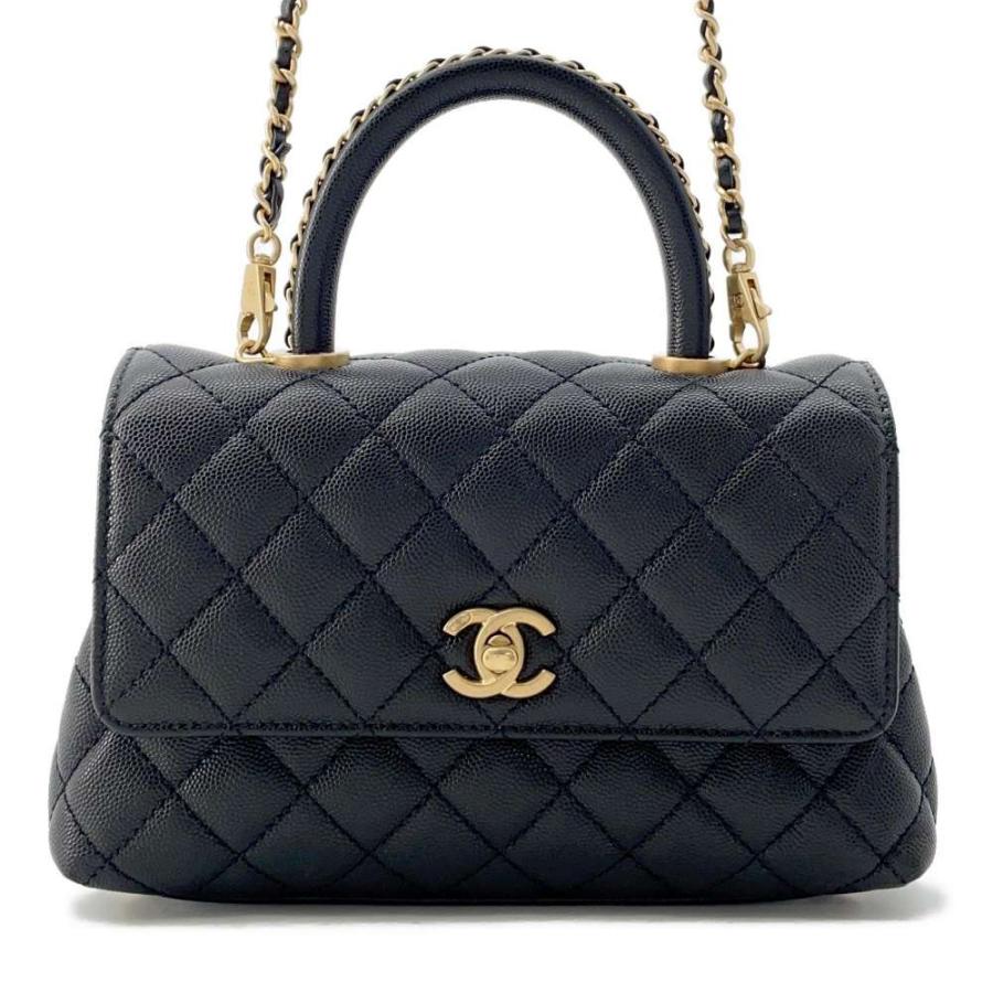 シャネル ハンドバッグ ココマーク トップハンドルXS フラップ  