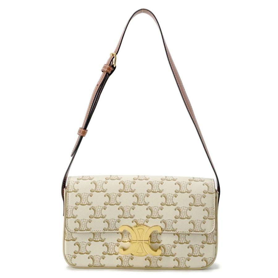 美品】セリーヌ ワンショルダーバッグ 白マカダム柄 トリオンフ PVC