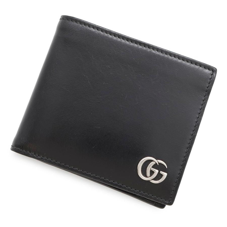 グッチ 二つ折り財布 GGマーモント レザー 428725 GUCCI 財布 黒