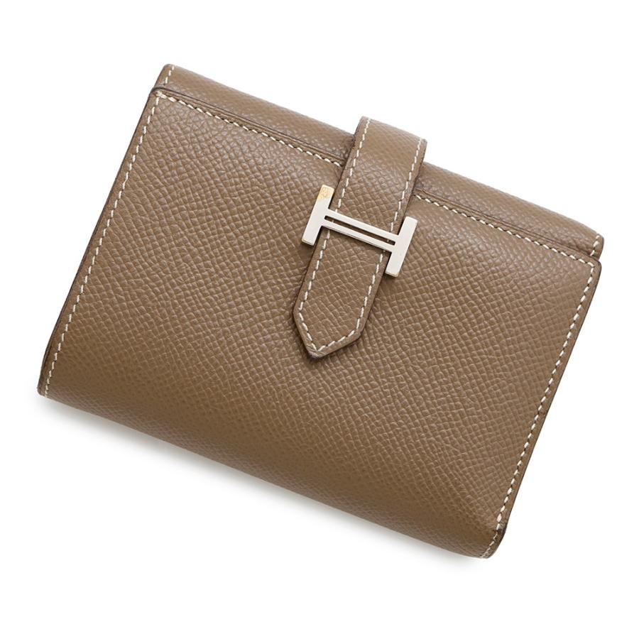 エルメス 三つ折り財布 ベアンコンビネ エトゥープ/シルバー金具  