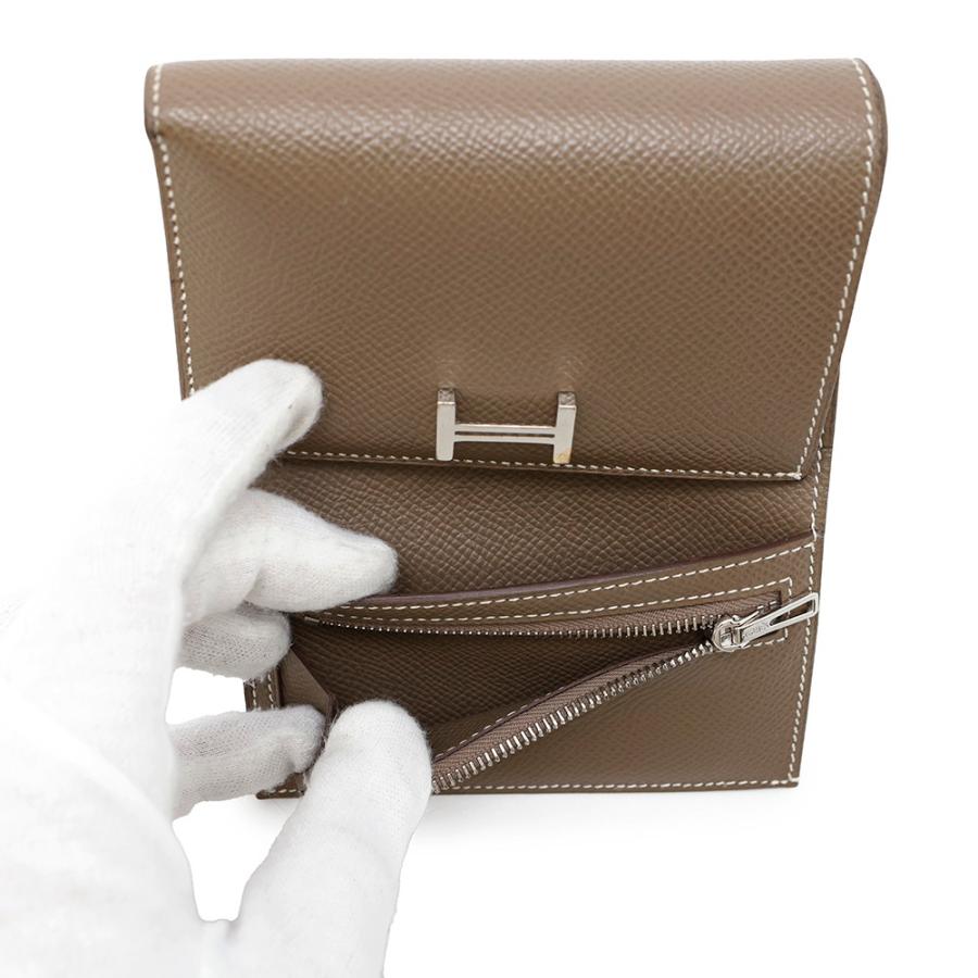 エルメス 三つ折り財布 ベアンコンビネ エトゥープ/シルバー金具