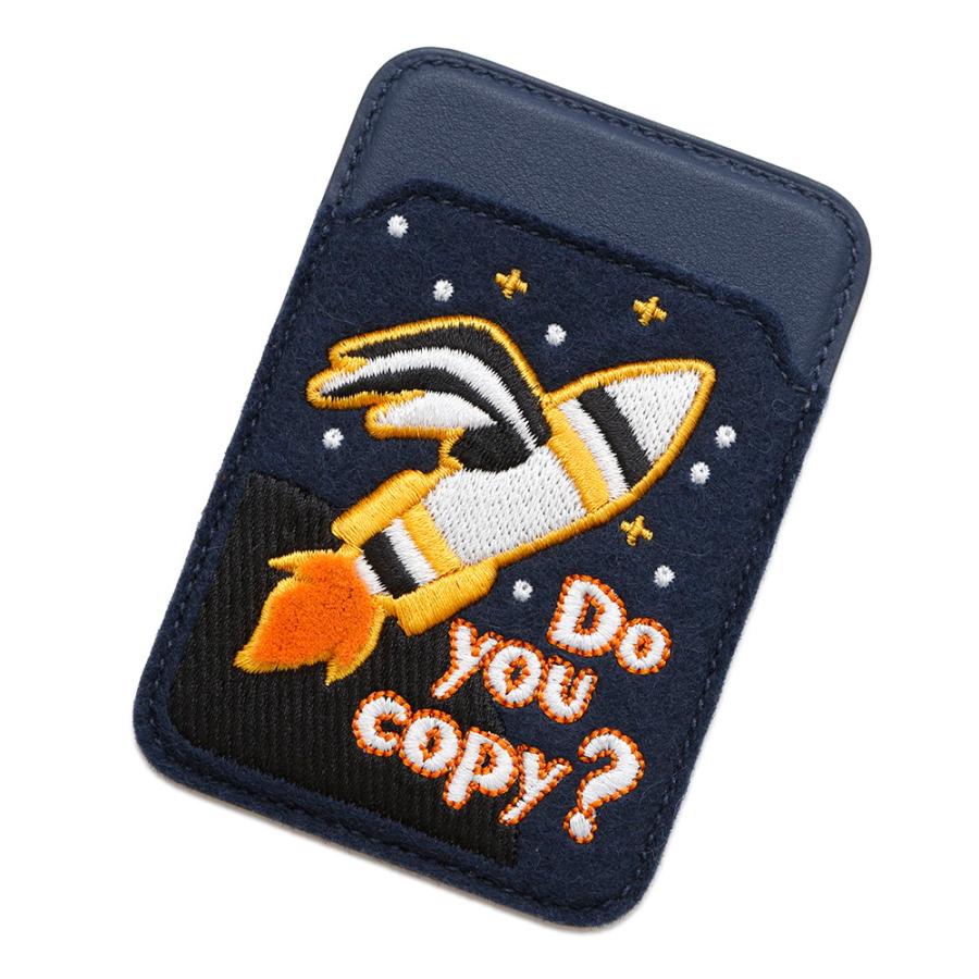エルメス MagSafe エマン Do You Copy? ロケット ヴォースイフト フェルト 刺繍入り ブルーネイビー マルチカラー W刻印 カードケース パスケース 名刺入れ 定期入れ レザー HERMES（美品） エルメス カードケース MagSafe エマン Do You Copy？ ブルーネイビー