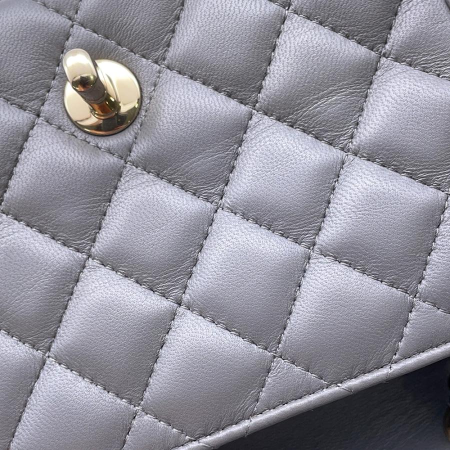 シャネル CHANEL バッグ ショルダーバッグ グレー シルバー ミニマトラッセ ココマーク キャビアスキン シングルフラップ シングルチェーン シャネル ミニマトラッセ20 ラムスキン シングルフラップ シングル