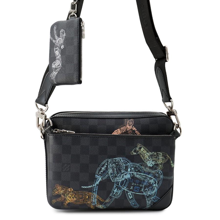 ルイヴィトン LOUIS VUITTON トリオメッセンジャー ショルダーバッグ ダミエ グラフィット N58040 ブラック RFID アニマル メンズ【中古】 ルイヴィトン ショルダーバッグ ダミエ・グラフィット トリオ