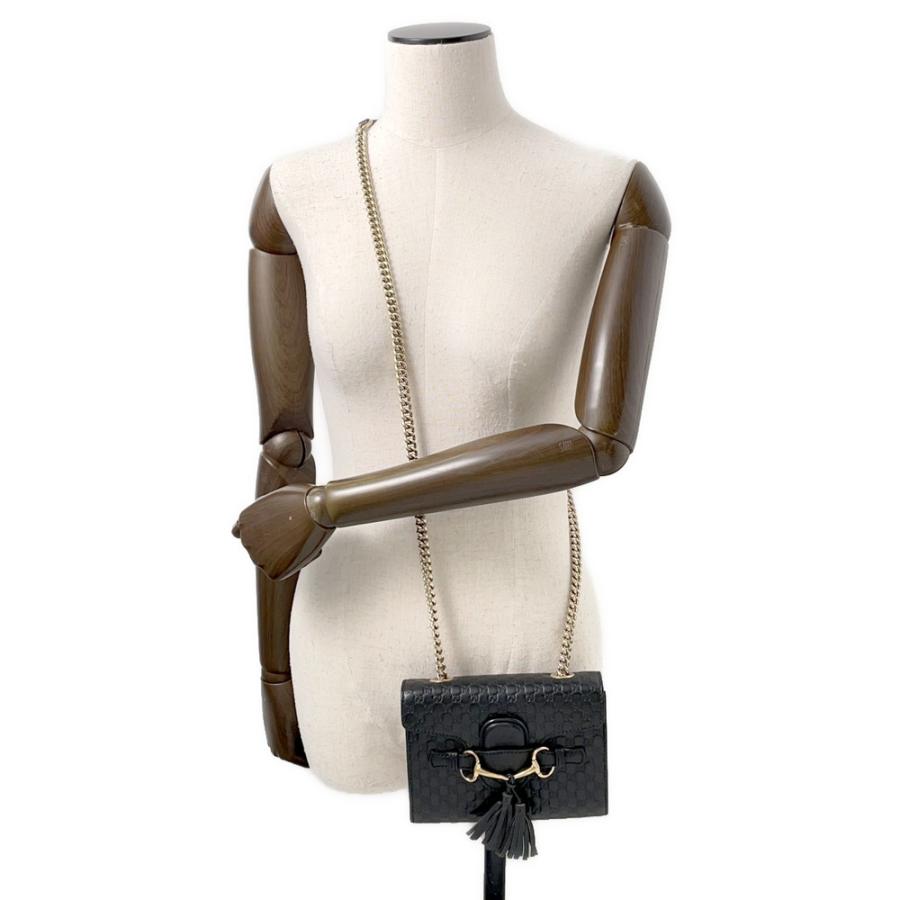 t15【美品】グッチ　GGシマ　レザー　エミリー　チェーン　ショルダーバッグ. グッチ チェーンショルダーバッグ EMILY エミリー マイクログッチシマ