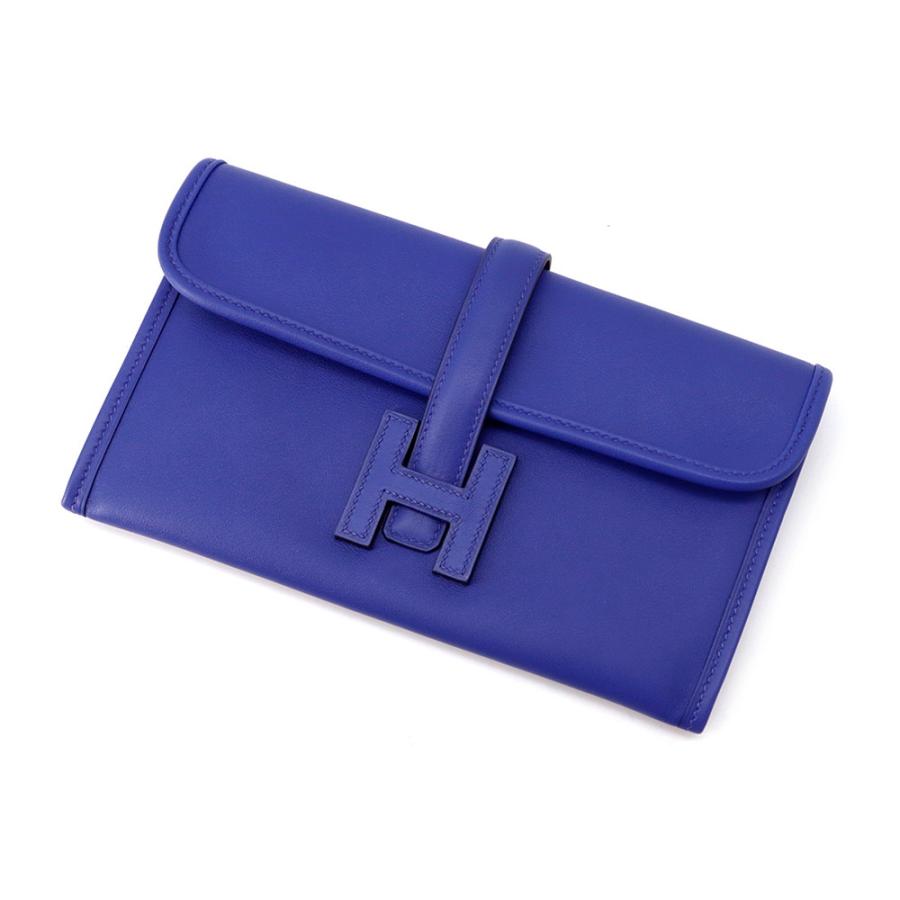 エルメス 長財布 ジジェ デュオ ブルーエレクトリック/シルバー金具  