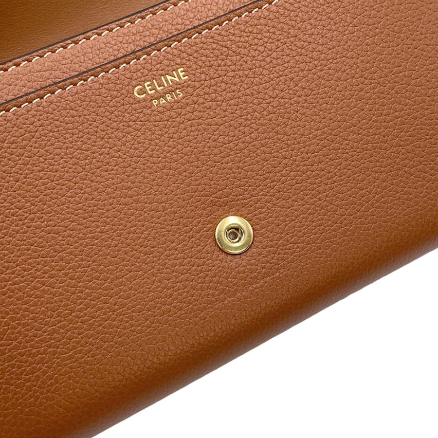 CELINE(セリーヌ) 長財布 - トープ レザー CELINE（セリーヌ） 長財布 ラージ ストラップウォレット リザード