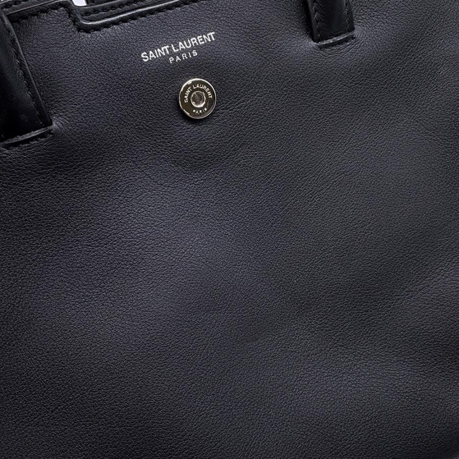 サンローラン SAINT LAURENT ショルダーバッグ ベイビー ダウンタウン カバス 436834 9OB4E 1000 ブラック ラフィア カーフレザー 【中古】 サンローラン | ベビー ダウンタウンカバス | 436834 | ハンドバッグ