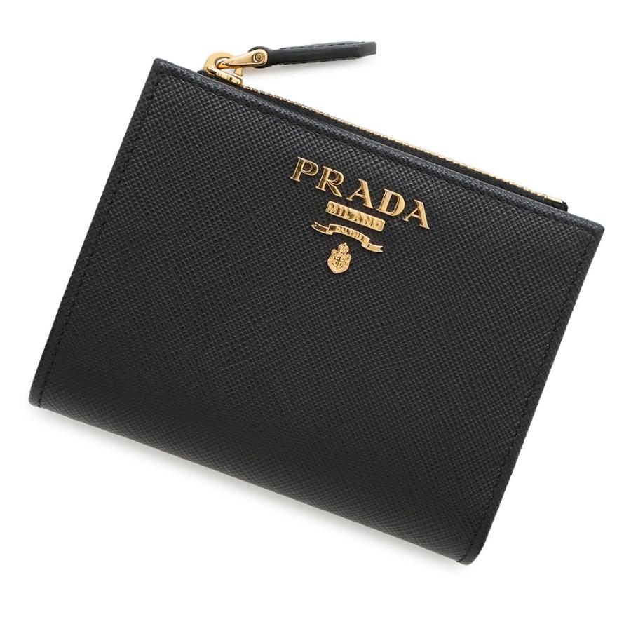 PRADA プラダ ２つ折り コンパクト 財布 スタッズ 1ML050 未使用 プラダ PRADA PRADA 二つ折り財布 1ML018 2CNP レザー ミニ財布 （002