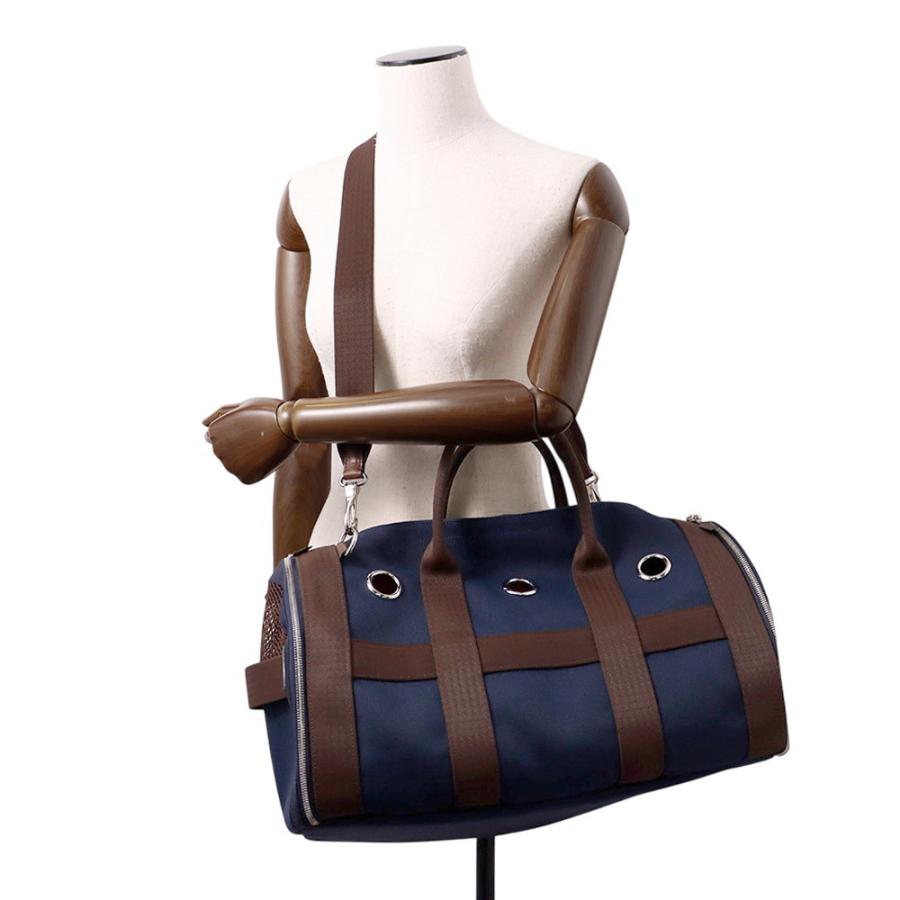 エルメス　ドッグキャリー エルメス ドッグキャリーバッグ ネイビー/シルバー金具 キャンバス U