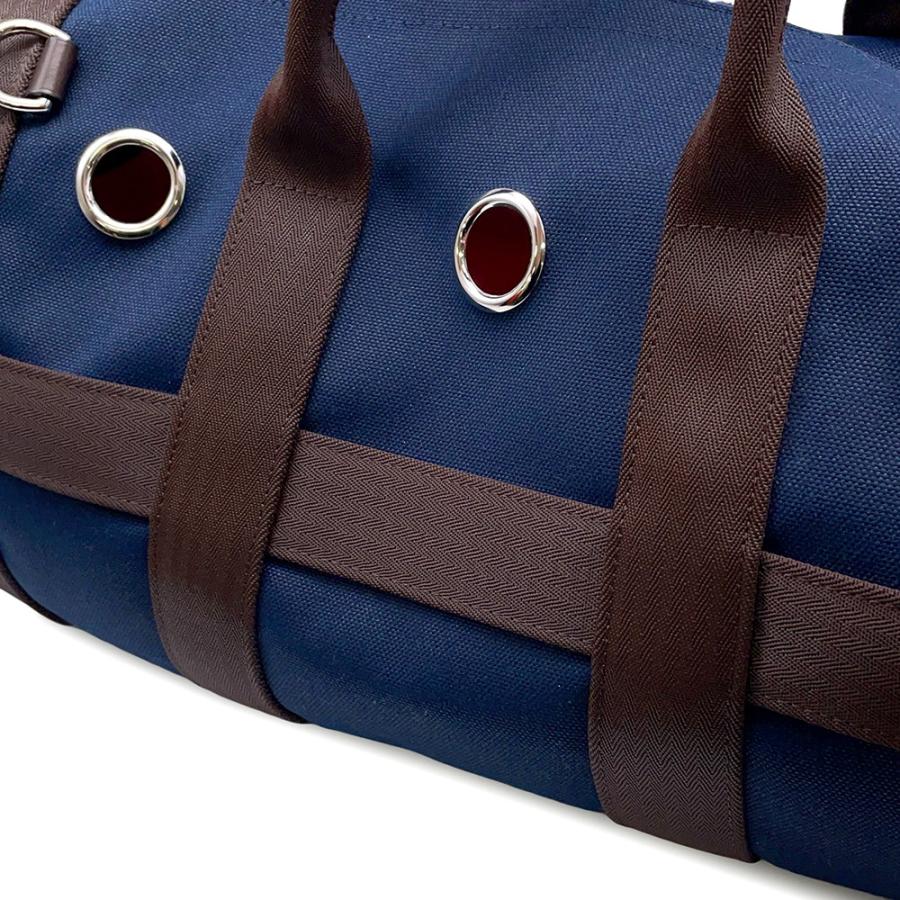 エルメス ドッグキャリーバッグ ネイビー/シルバー金具 キャンバス U
