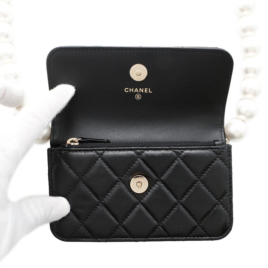 CHANEL ハート 財布　シャネル　ウォレット　ラムスキン　マトラッセ シャネル パールチェーンショルダーウォレット マトラッセ ココマーク