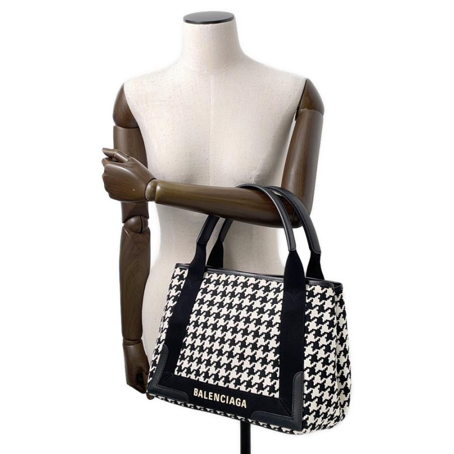 美品 バレンシアガ 千鳥格子 カバス スモール トートバッグ ホワイト 