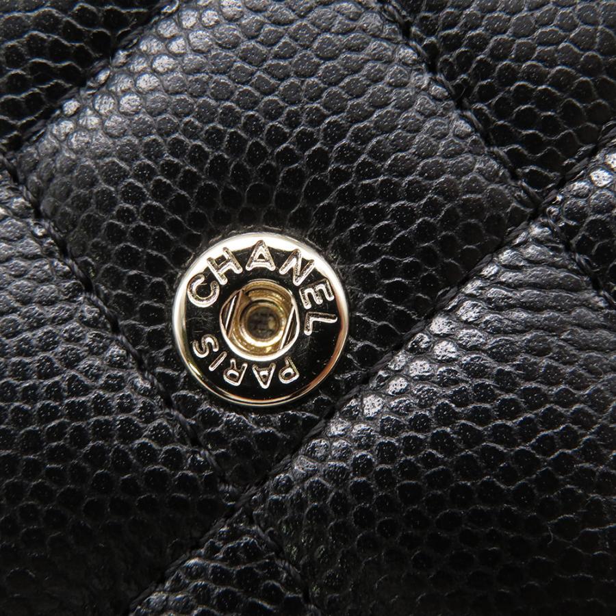 値下げしました！CHANELキャビアスキン 三つ折り財布 マトラッセ ブラック CHANEL シャネル マトラッセ キャビアスキン 三つ折り財布 黒