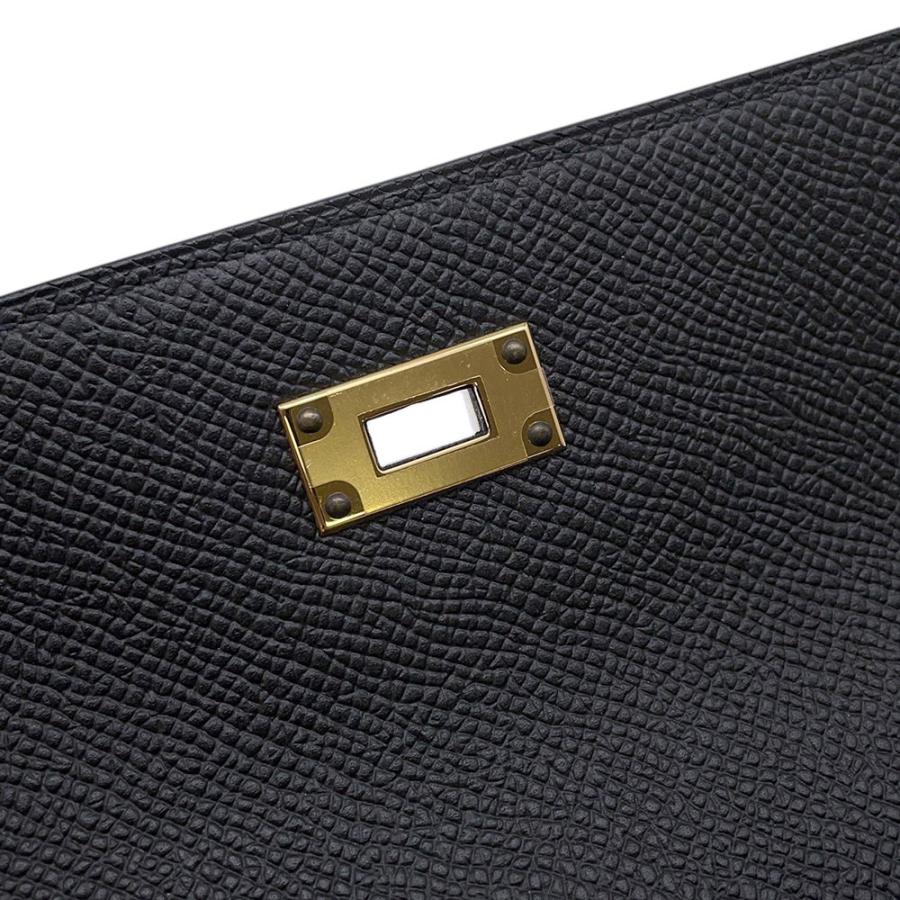 エルメス 長財布 ケリーウォレット ロング ブラック/ゴールド金具