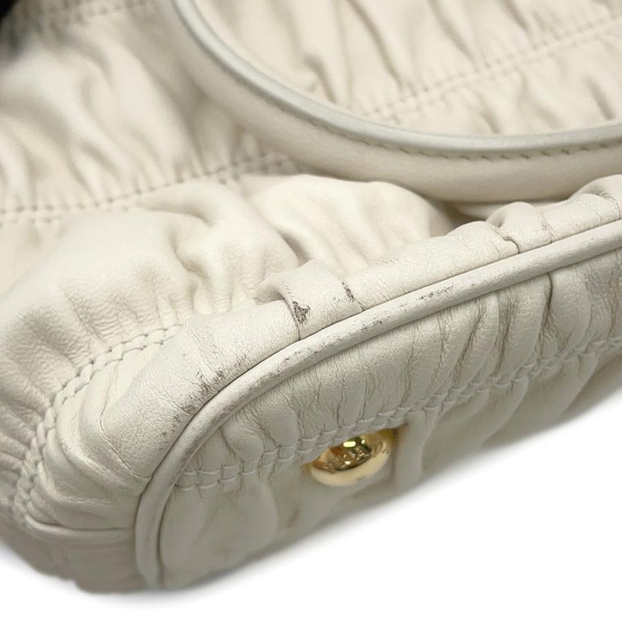 プラダ ハンドバッグ ギャザー レザー 1BA172 PRADA 2way 白 【安心