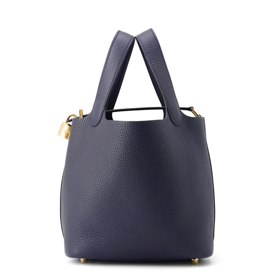 エルメス ピコタンロックPM K刻印 2025年製 ブルーニュイ トリヨンクレマンス ハンドバッグ 手提げ ゴールド金具 ネイビー 中古 送料無料 エルメス ハンドバッグ ピコタンロックPM ブルーニュイ/ゴールド金具