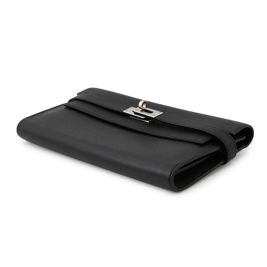 エルメス 長財布 ケリーウォレット ロング ブラック/シルバー金具